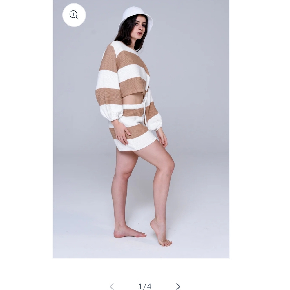 Lucca, Striped Tan and White Sweater Set